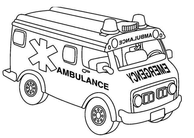 Krankenwagen für Kinder Malbuch zum Ausdrucken