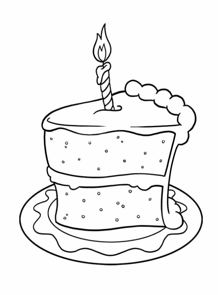 pedazo de pastel para colorear de cumpleaños para imprimir