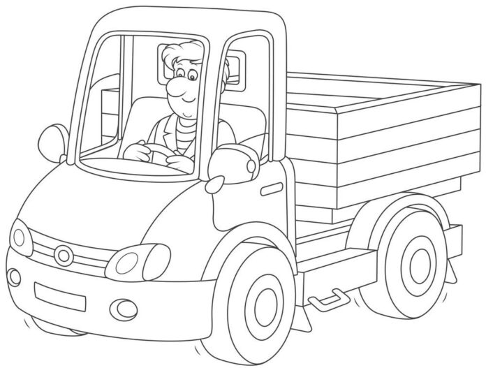 Vodič nákladného auta - omaľovánky na vytlačenie
