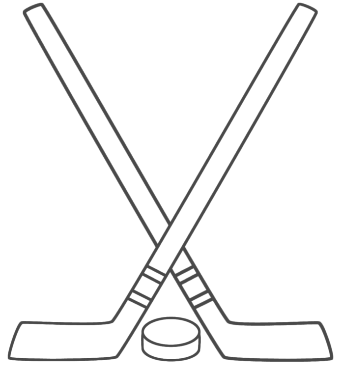 Field hockey sticks and puck coloring page printable