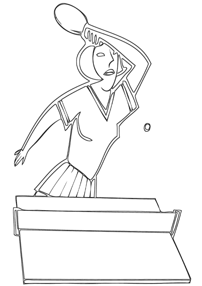 donna che gioca a ping pong foglio da colorare per la stampa