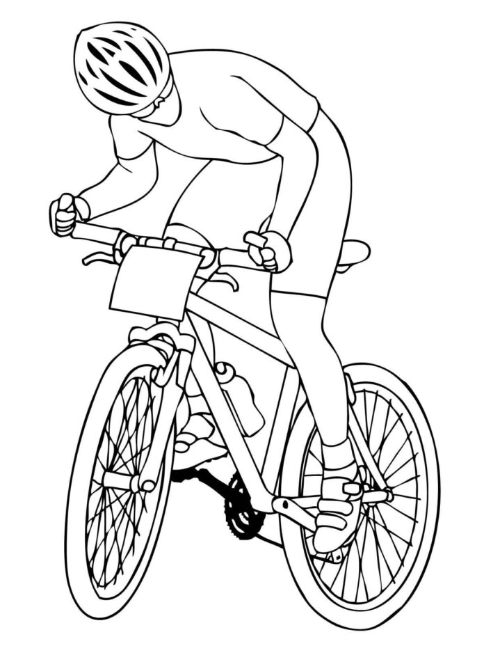 cyclist on a bike coloring book to print
