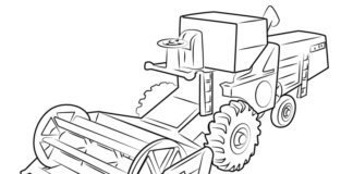 combine harvester coloring book to print