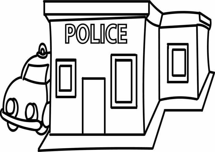 policajná stanica - omaľovánky na vytlačenie