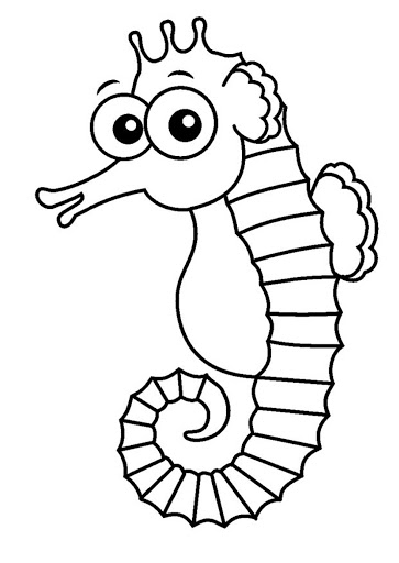 seahorse for kids coloring book to print
