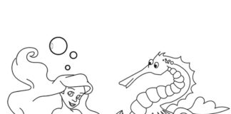 seahorse and mermaid coloring book to print