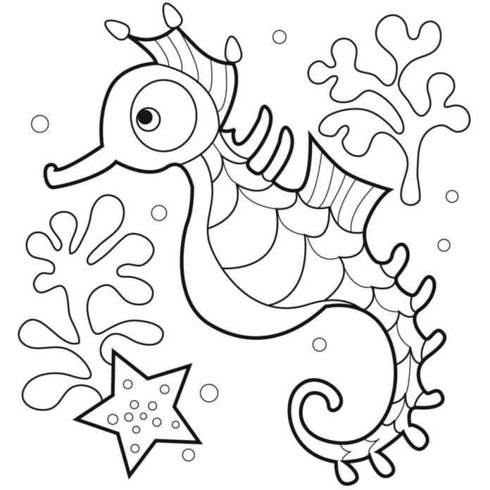 cavalluccio marino subacqueo da colorare libro stampabile