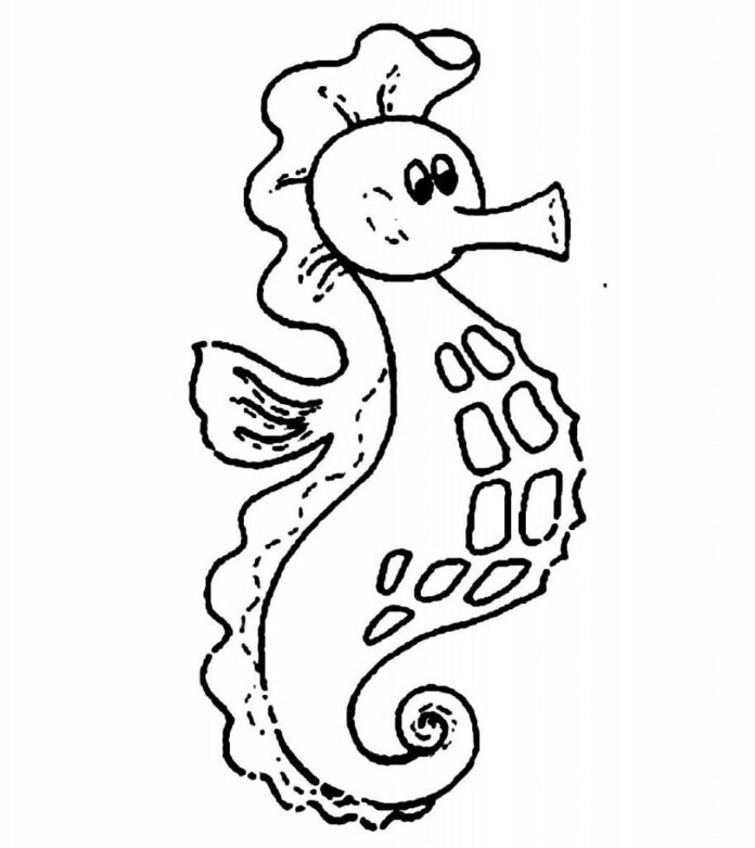 morský koník z rozprávkovej knihy na vyfarbenie na vytlačenie