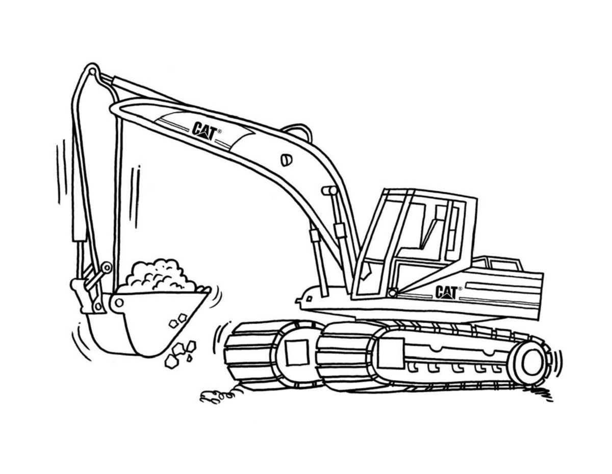 Coloring Book Caterpillar Excavator to print and online
