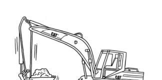 excavator on tracks coloring book to print