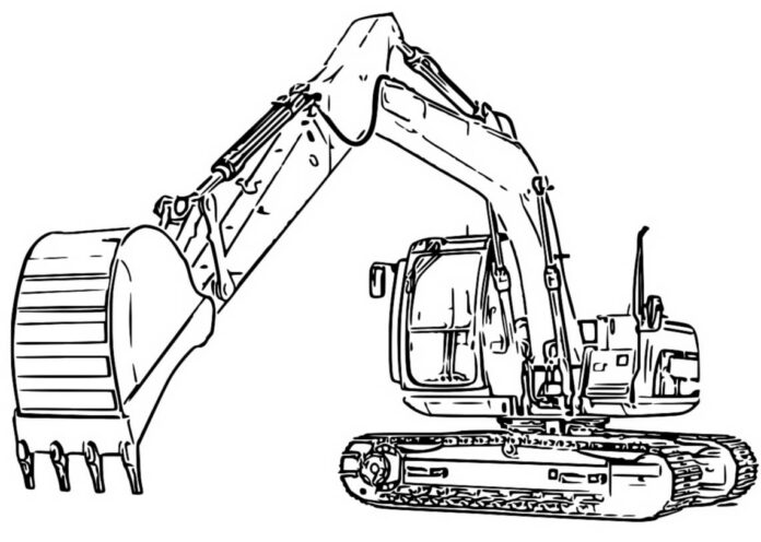 excavator with vibrohammer coloring book to print