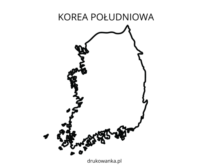 Värityskirja Etelä-Korean kartta tulostettavissa ja verkossa