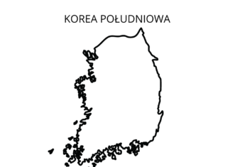 Južná Kórea mapa omaľovánky k vytlačeniu