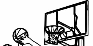 joueur de basket sur le terrain livre de coloriage à imprimer