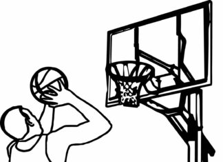 giocatore di basket sul campo da colorare libro da stampare
