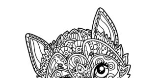 zentangle macska színező könyv nyomtatható