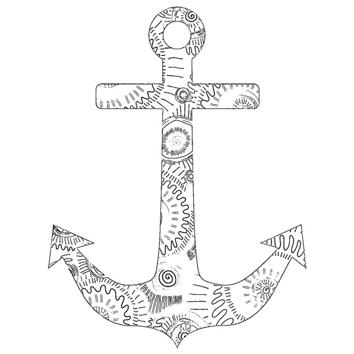 anchor in patterns coloring book to print