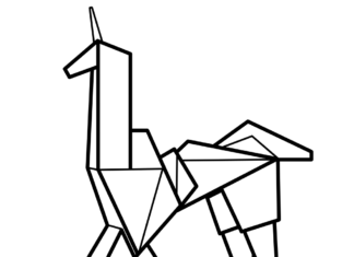 Origami Pferd bedruckbares Malbuch
