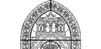 templom ólomüveg Mary színező könyv nyomtatható