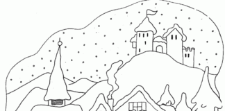 winter landscape coloring book to print