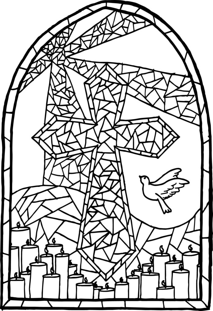 holy cross stained glass coloring book to print