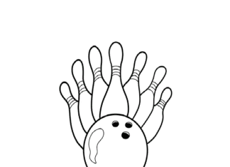 bowling drawing coloring book to print