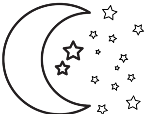 kuu ja tähdet värityskirja tulostettava