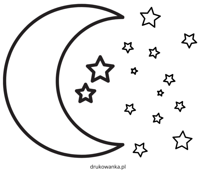 mesiac a hviezdy na vyfarbenie k vytlačeniu