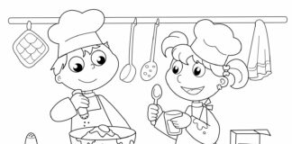 chef and cook coloring book to print