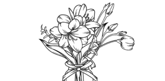 azalea flowers in a vase coloring book to print