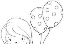 Zuzia Puppe mit Luftballons Malbuch zum Ausdrucken