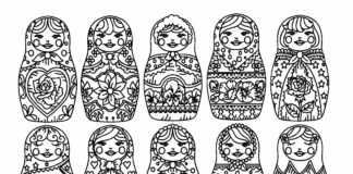 livro de colorir bonecas matryoshka para imprimir