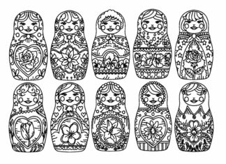 livre de coloriage des poupées matryoshka à imprimer