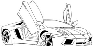 Lamborghini s otvorenými dverami na vyfarbenie k vytlačeniu