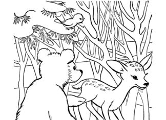 Wald mit Tieren Malbuch zum Ausdrucken