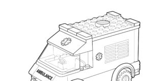 レゴ救急車の塗り絵印刷