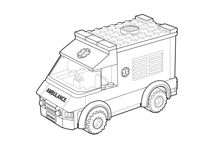 lego ambulanssi värityskirja tulostettava