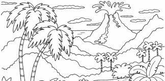 summer landscape coloring book to print