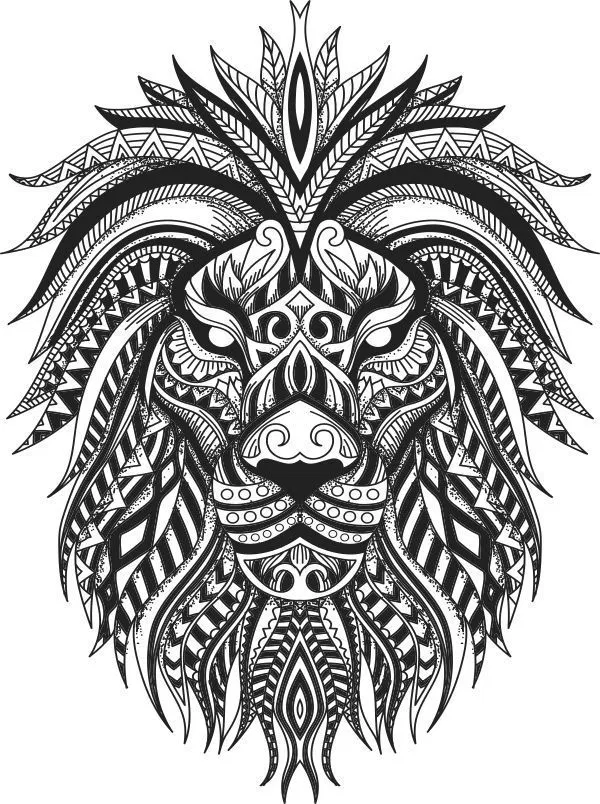 Imagen de un león mandala para imprimir