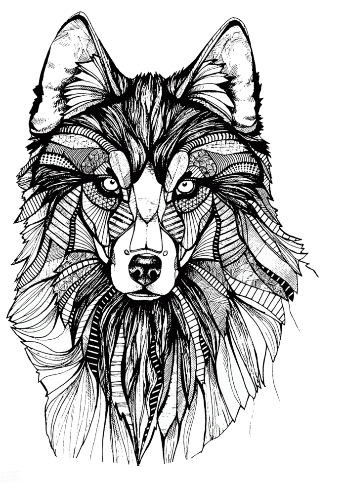 Mandala farkas kép nyomtatáshoz