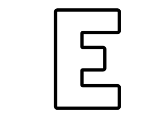 bogstavet E til udskrivning, til farvelægning