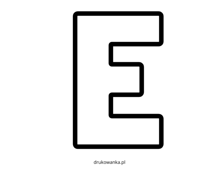 bogstavet E til udskrivning, til farvelægning
