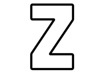 bogstavet Z til udskrivning og farvelægning