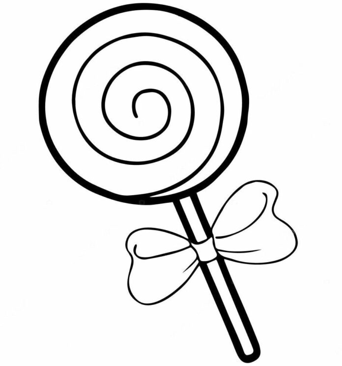Lollipop på en pinne som kan skrivas ut och färgläggas