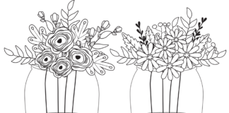 feuilles dans un vase (1) feuille de coloriage à imprimer