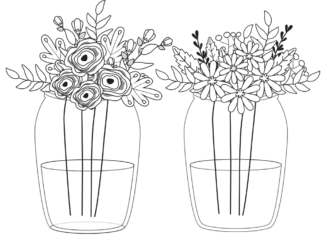 Blätter in einer Vase (1) Malvorlage zum Ausdrucken
