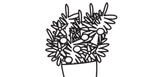 leaves in a vase coloring book to print