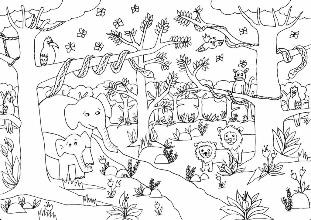 Magic jungle coloring book to print and online