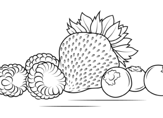 Maliny, truskawki i jagody obrazek do drukowania