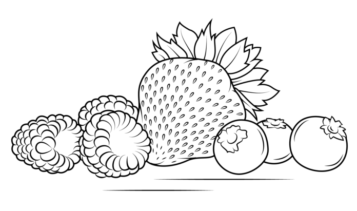 Imagen de frambuesas, fresas y arándanos para imprimir